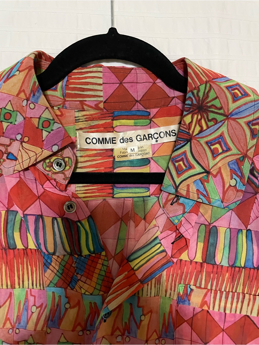 Comme Des Garcons Men's Multicolor Printed Button-Up Shirt - Pink Dominant